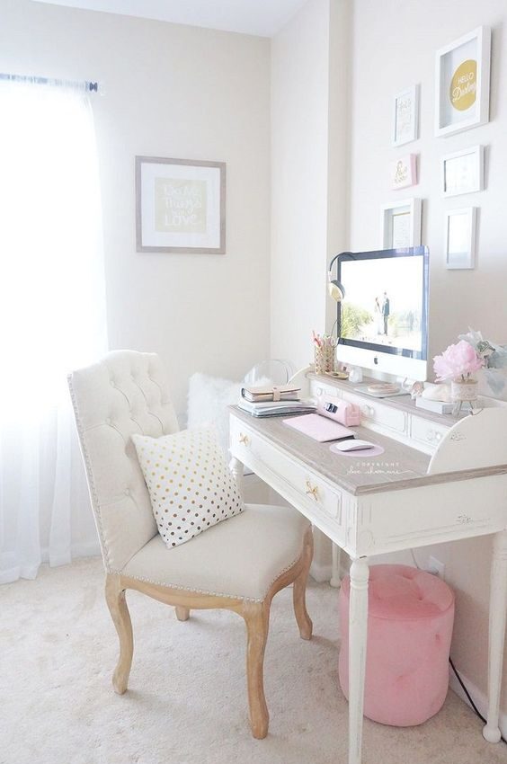 white desk, home office
