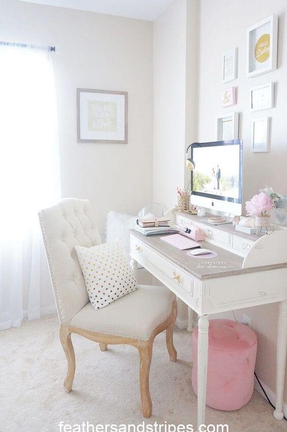 white desk, home office