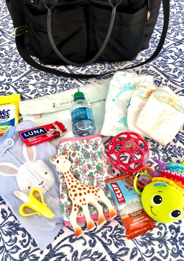 what to carry in a diaper bag for a 6 month old baby bag | Diaper Bag Essentials featured by popular Boston life and style blogger, Feathers and Stripes