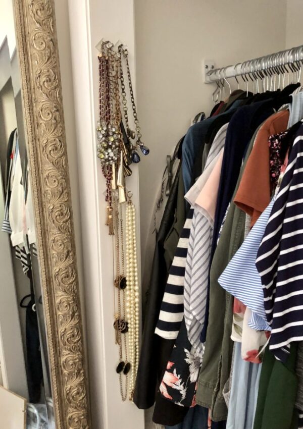 jewelry hangers for closet organization (and they cost less than $7 for a set of 2!) | Favorite Recent Purchases featured by top Boston life and style blog, Feathers and Stripes