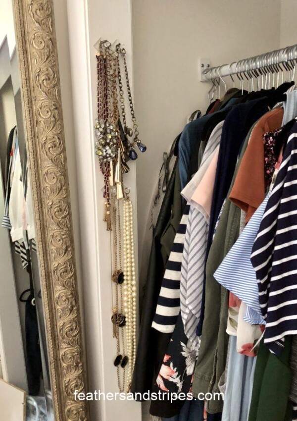 jewelry hangers for closet organization (and they cost less than $7 for a set of 2!) | Favorite Recent Purchases featured by top Boston life and style blog, Feathers and Stripes