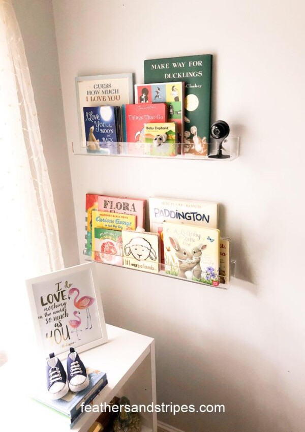 pink and gray baby girl nursery, small space nursery