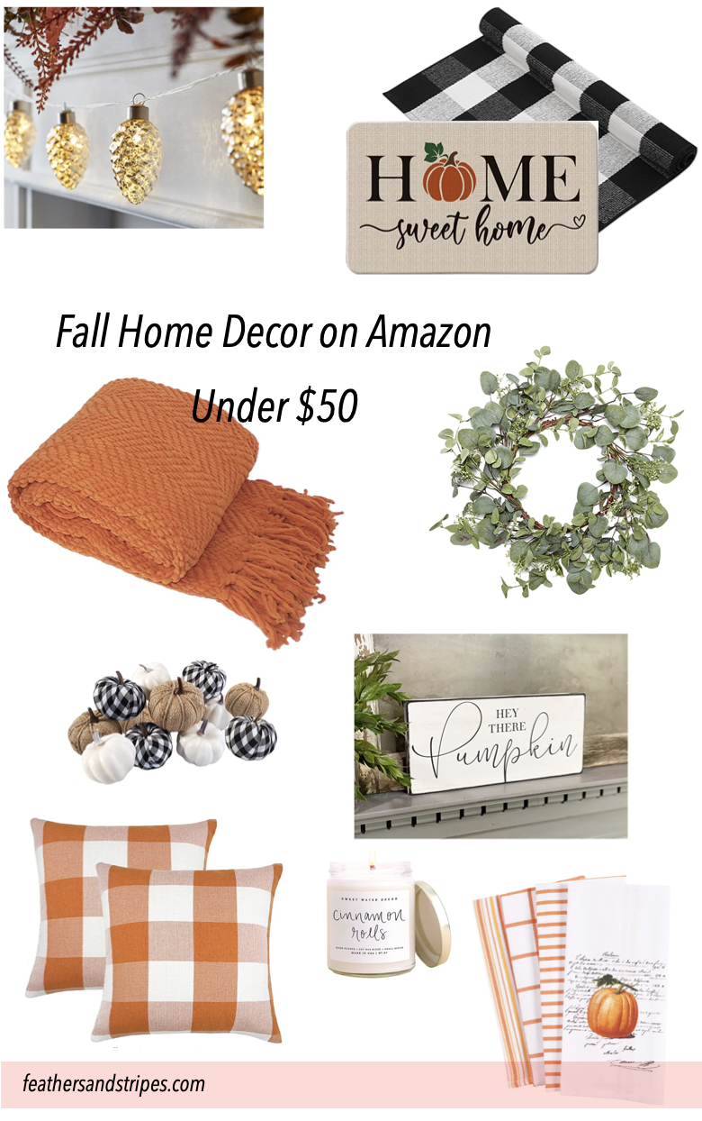 collage of fall home decor on Amazon