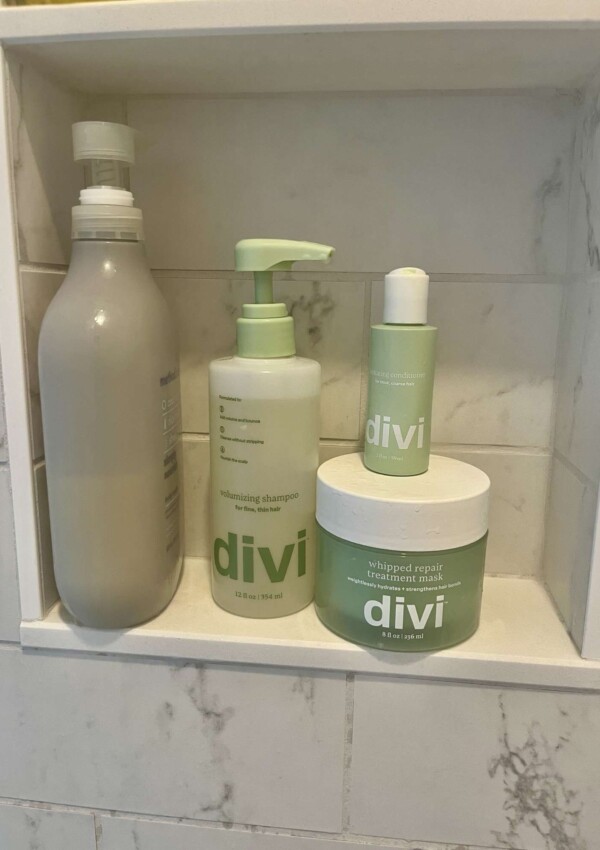 Divi hair line, Divi shampoo, Divi conditioner, Dani Austin hair products