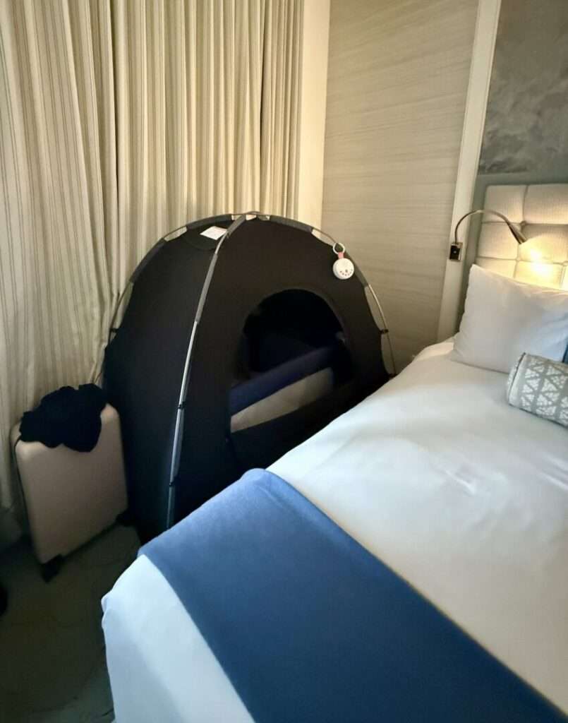 slumberpod in hotel room